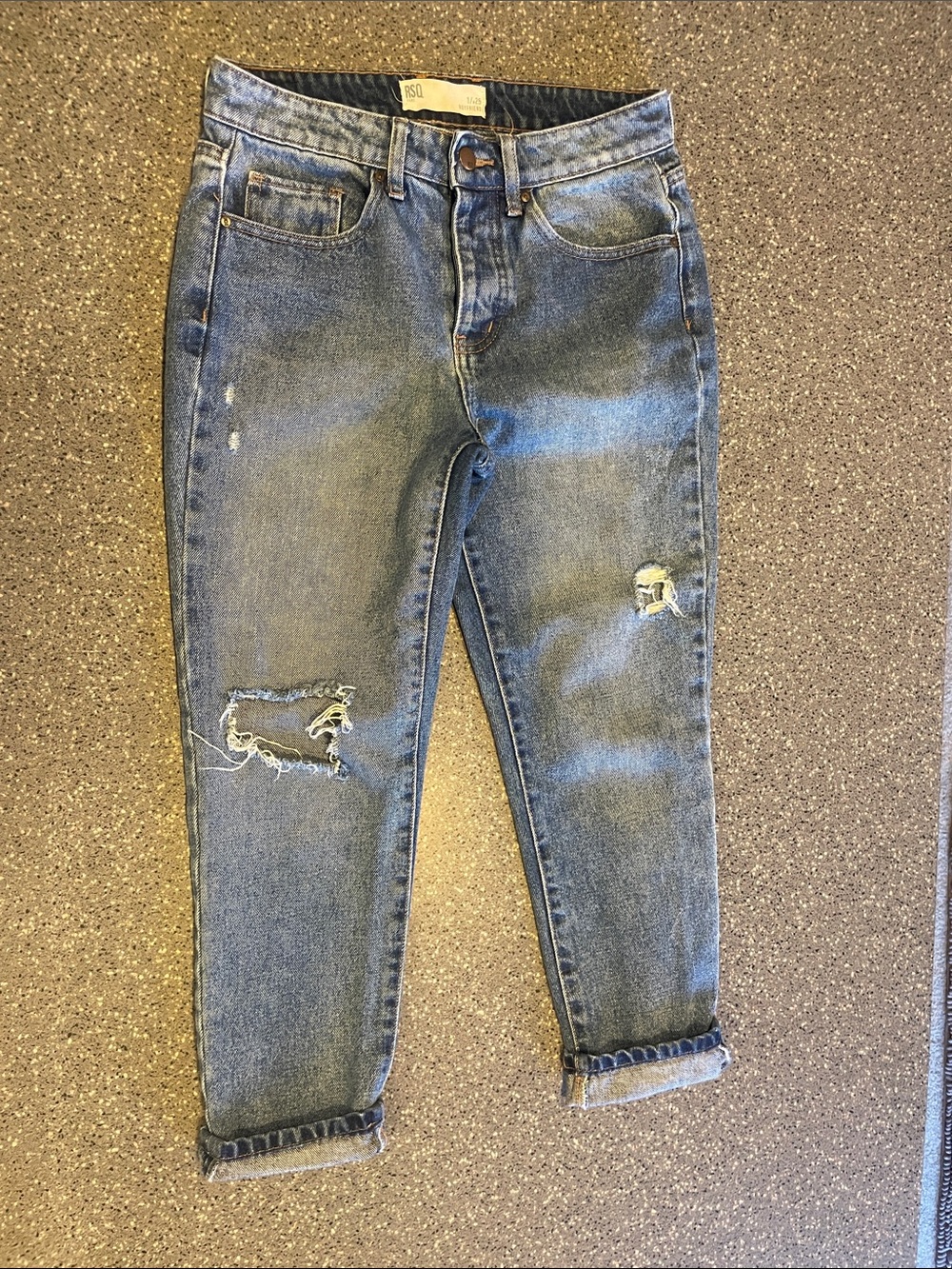 RSQ Distressed Light Blue Boyfriend Jeans